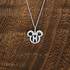 NWT Disney 925 Mickey Mouse Sterling Silver Initial Pendant Necklace Letter H